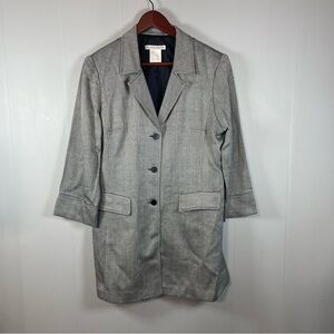 Plaza South Womens 12 Longline Herringbone Blazer Jacket Classic Career Office